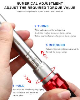 RIDERACE-Bicicleta Torque Wrench Set, Bicicleta Allen Key Tool, Pro Socket Spanner, Motocicleta Repair Kit, Dual Direction, 1/4 ", 2-24Nm, 15Pcs - Image 4