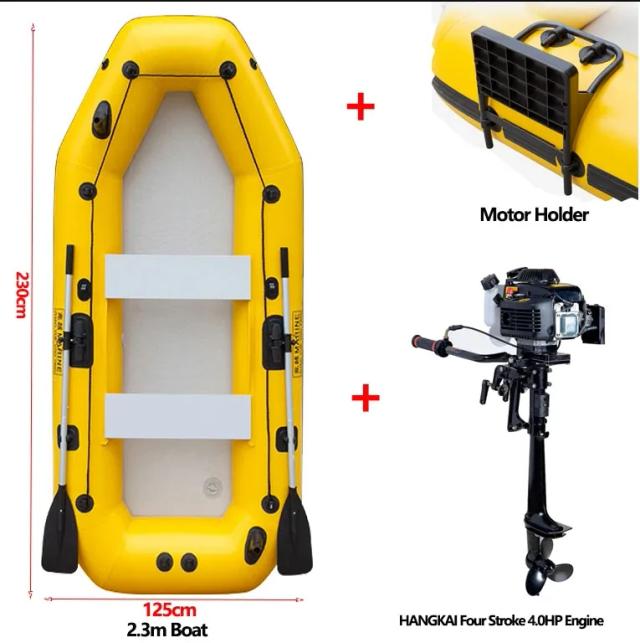 Barco Inflável Amarelo em PVC para 1 a 5 Pessoas com Air Deck: Ideal para Esportes Aquáticos, Pesca e Rafting