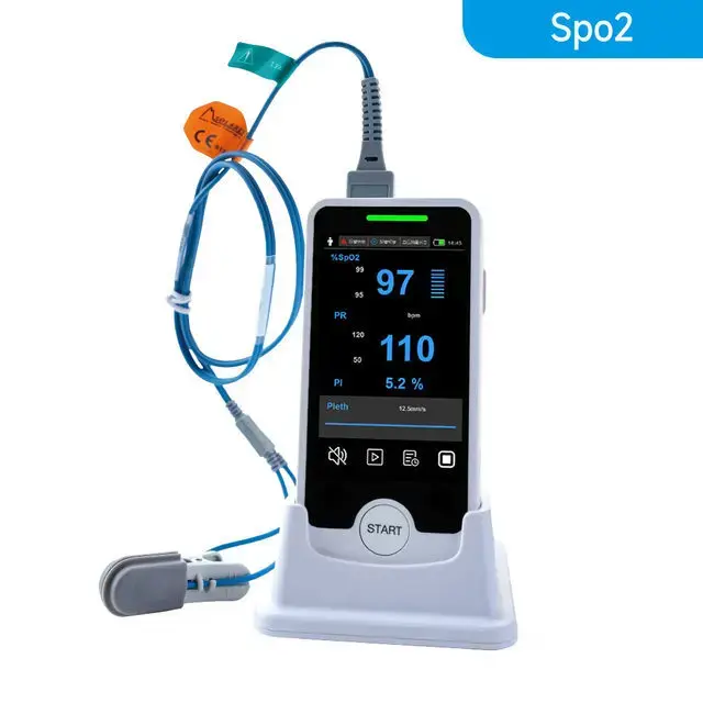 Monitor Veterinário Portátil com Tela Táctil para Monitoramento de Sinais Vitais em Gatos e Cães com Oxímetro de Pulso