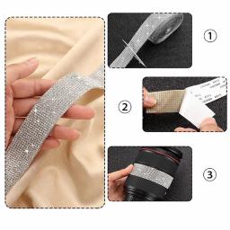 Fita auto-adesiva Rhinestone, Diamond Ribbon, Crystal Roll, Glitter Bling para artesanato DIY, 1 Yard - Image 5