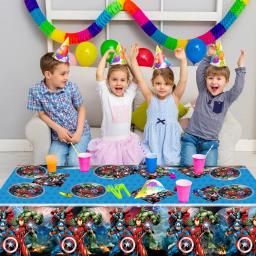 Super Herói Decorações De Aniversário, O Balão Vingador, Louça De Festa Descartável, Toalha De Mesa, Pratos, Copos, Bandeira, Presente - Image 6