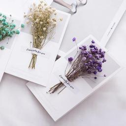 1-5 cartões de presente dos pces convite de casamento céu estrelado flores secas manuscritos bênção obrigado do aniversário você cartão de presente do dia das mães - Image 3