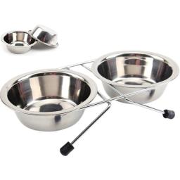 Tigelas duplas de aço inoxidável para cães e gatos, suporte de ferro durável, alimentador antiderrapante de cachorros, comida e água, Pet Shop - Image 3