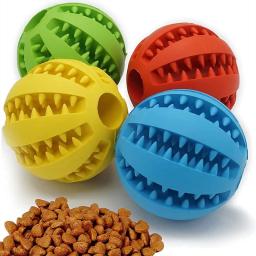 Bola de borracha para cães, Produtos Pet Interativos, Limpeza Dental, Lanche, Cachorro, Mastigar, Engraçado, Borracha, 5 cm, 7cm - Image 1