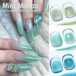 Nascido bonito hortelã cor verde gato gel magnético unha polonês brilho brilho gel varnis semi permanente 10ml para verão manicure diy - Image 3