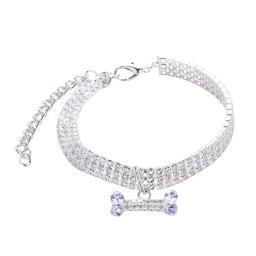 Colar para animais de estimação, suprimentos para cães e gatos, coleira ajustável com pingente de osso de zircônia de diamante, joias de luxo, metal, cobre, coleiras para cachorros - Image 5