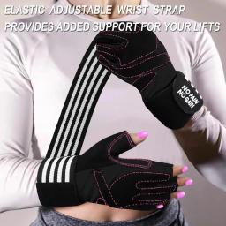 Luvas de levantamento de peso para mulheres Treino de ginástica com pulso, Luva meio dedo acolchoada para exercícios físicos - Image 3
