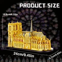 Piececool-Kits de Construção Modelo em Tamanho Grande, Notre Dame de Paris, Metal Puzzle 3D, Brinquedos Criativos DIY, Puzzle, Decoração do Lar, 24cm - Image 3