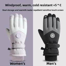 Luvas de esqui de inverno para mulheres touchscreen impermeável velo forrado engrossado algodão quente à prova de vento esportes ao ar livre motocicleta enigma - Image 1