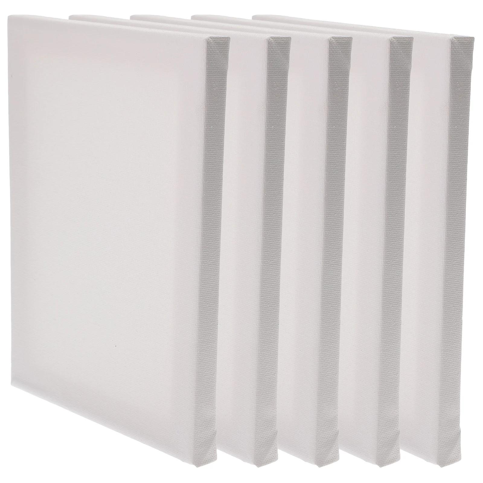 5 peças de lona esticada quadrada em branco telas de algodão para óleos pintura em aquarela lona 8x6 polegadas (20x15 cm) - Image 1