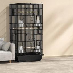 Poleiros de gaiola em preto para varanda, cabide de gaiolas, brinquedos para hamster, canário, pombo, acessórios para pássaros - Image 1