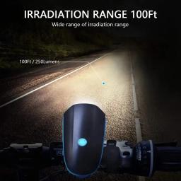USB recarregável mountain bike levou lanterna, farol de bicicleta impermeável, segurança noite equitação acessórios, 3 modos - Image 5
