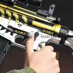 Brinquedo blaster elétrico preto para crianças e adultos, acabamento metálico, recarregável com óculos de proteção, de alta velocidade, novo, M416 - Image 6