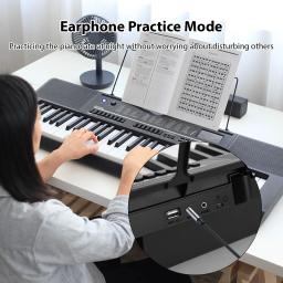 Biun-Teclado Eletrônico Portátil, 61 Teclas, Modo de Teclado Duplo, Piano Musical para Iniciantes, 70 Canções de Ensino, 200 Tons - Image 2