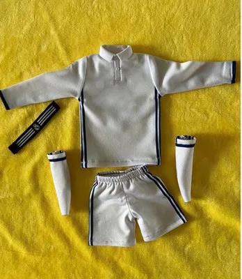 Casa Branco Sports Futebol Uniform Suit, 1:6 Escala, 12 ''Action Figure, Comprimento do corpo T-shirt, Shorts, Acessório Vestuário - Image 1