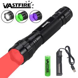 Lanterna Tática LED para Caça, Luz Vermelha, Verde, Branco, Azul, UV, 395NM Tocha, Pesca, Hotel, Lâmpada Detector de Câmera, Mini, Luz Vermelha - Image 1
