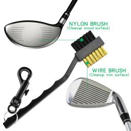 Escova de golfe 2 lados fios de bronze kit de limpeza de náilon com chaveiro cabeça do clube de golfe groove escova mais limpa navio da gota - Image 5