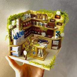Loja de Pigmentos Casa Casas de Bonecas, Kits de Construção em Miniatura, Dollhouse com Móveis, Villa para Meninas, Presentes de Aniversário - Image 2