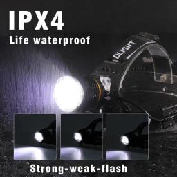 Lanterna Montada na Cabeça Recarregável, LED Forte, Ultra Brilhante, Zoom de Indução, Impermeável, Acampamento Ao Ar Livre, Farol De Caminhada - Image 6