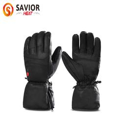 Salvador calor inverno esportes ao ar livre couro genuíno pele de carneiro luvas de aquecimento elétrico luvas da motocicleta caminhadas à prova dwaterproof água - Image 1