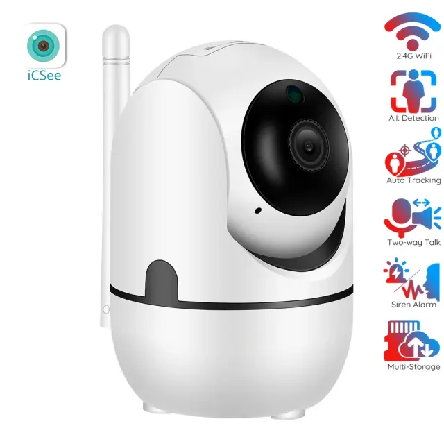 Câmera de Vigilância Interna WiFi 1080P Full HD para Bebês e Pets com Rastreamento Automático e Detecção de Movimento