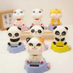 8 bobbleheads solares, formas de gato panda animal dos desenhos animados decorações de carro, acessórios interiores criativos, presentes de decoração - Image 3