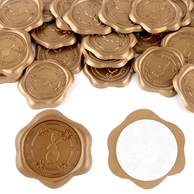 Conjunto de 30 Adesivos Dourados com Animais e Estilo Botânico para Convites de Casamento