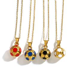 Colar Pingente de Futebol para Homens, World Cup Soccer Ball, Joias, Charme, Corrente de Aço Inoxidável, Colares para Amigos - Image 1