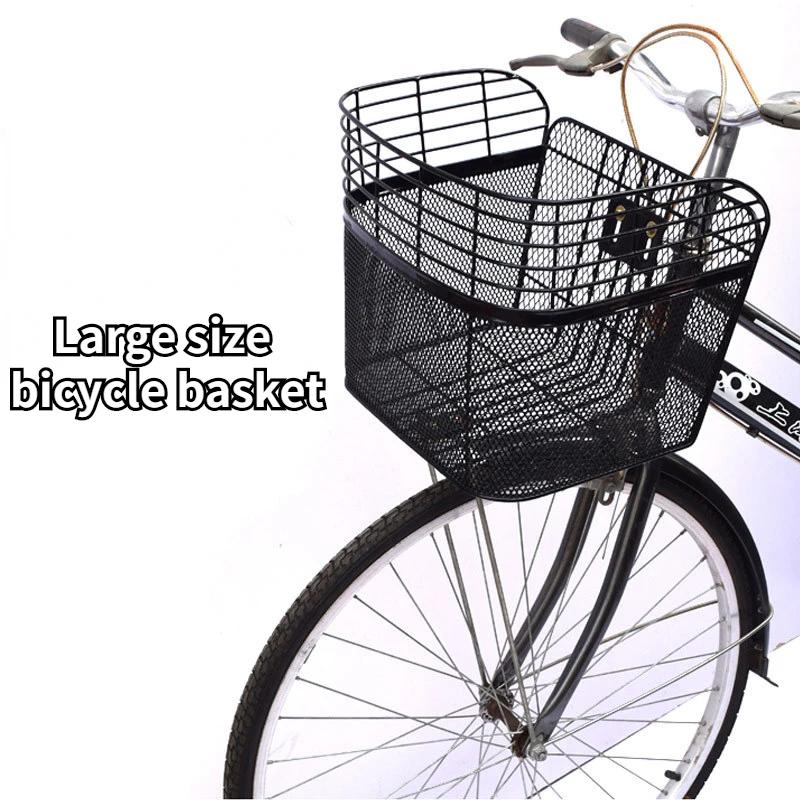 Grande cesta dobrável para bicicleta, Cesta frontal universal, malha preta, acessórios de bicicleta - Image 1