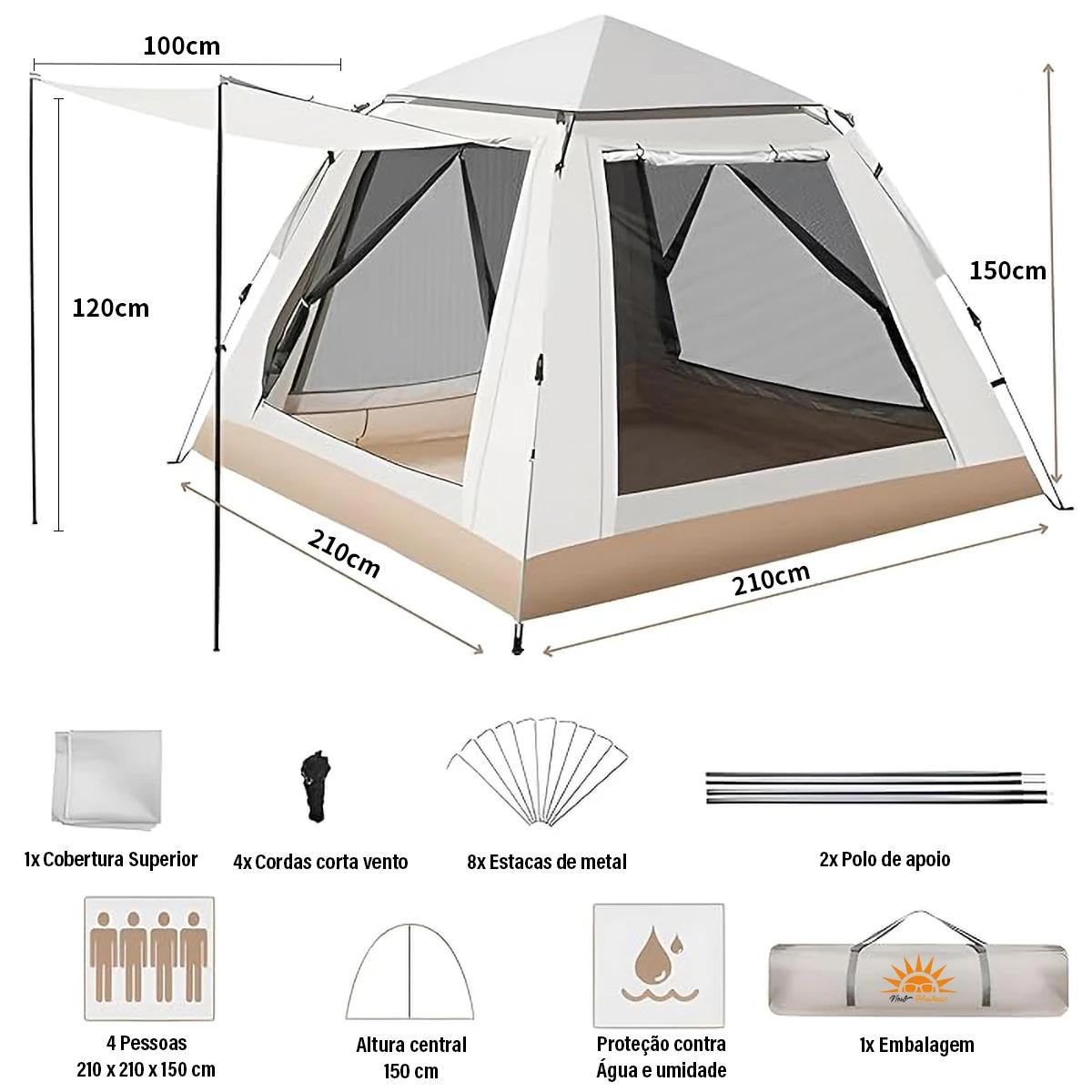 Barraca Acampamento Pop-up Automática,Abertura rápida Barraca Acampamento para família caminhadas acampamentos,com Carring Bag,4 Pessoa - Image 1