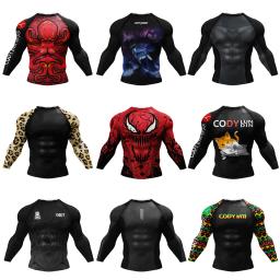 MMA Boxe Training Rashguard T-shirt, manga comprida, sublimação Tees, esportes Bjj Rash Guard, Jiu Jitsu, nova compressão - Image 1