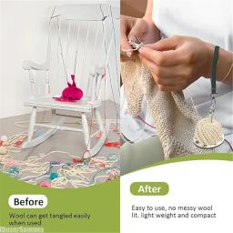 Ferramentas de tricô de madeira com alça de pulso Suporte do fio Carretel de linha de costura DIY Enrolador de bola de lã Suporte de acessórios Rochet - Image 4