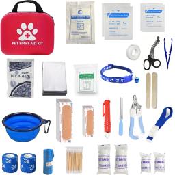 Cães e gatos viagem kit de primeiros socorros suprimentos de emergência, pet kit de primeiros socorros para caminhadas, camping, mochila e caça - Image 1