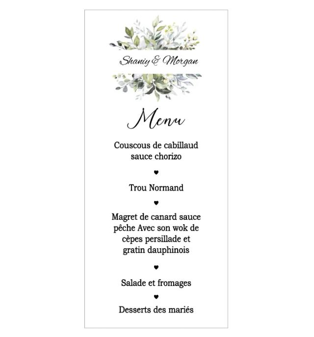 Tabela de Cartões Personalizados para Menu de Jantar em Casamento com Bênção e Saudação Minimalista para Noivos e Convidados