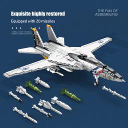 Blocos de construção de aviões militares para crianças Tomcat Fighter Model DIY Large Aircraft, brinquedos para meninos, presentes de aniversário, EUA F-14 - Image 3