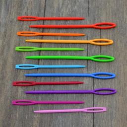 20pcs cor misturada 7cm/9cm agulhas de tricô de plástico ganchos de crochê agulha de fios de lã crianças diy camisola ferramentas de tecelagem acessório - Image 6