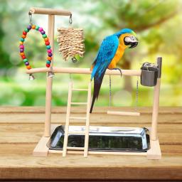 Madeira maciça Pet Parrot Playstand, Parque Infantil Pássaro, Bird Gym Escada, Stand Bite Toy, Escada para Budgie - Image 3