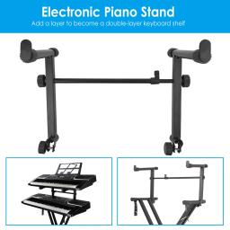 Suporte ajustável Teclado Piano Eletrônico, Design dobrável música Stand, Sintetizador De Teclado De Segundo Nível - Image 4
