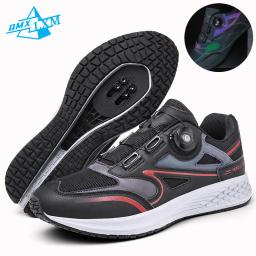 LiXingMing-Sapatos masculinos de ciclismo, pretos, rasos, bicicleta de estrada, corrida, velocidade de travamento automático, tênis de bicicleta, calçados esportivos - Image 1