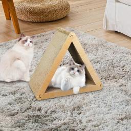 Almofada de arranhões triangular para gatos indoor, pet jogando suprimentos, entretenimento para sala de jogos, ondulado, 6 lados - Image 4