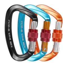 Em forma de D Mosquetão para Montanhismo, Mosquetão para Escalada, Segurança Parafuso Mestre, Fivela de Bloqueio, Equipamento Escalada, 25KN, 4PCs - Image 5