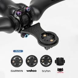 Ogevkin extensão de haste de bicicleta, suporte de montagem de computador de carbono para gps/computador de ciclismo/câmera/luz, acessórios de bicicleta 3k preto - Image 2