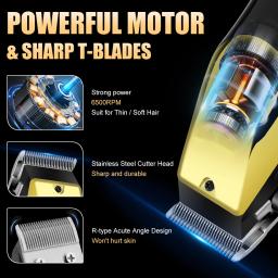 Máquina de cortar cabelo recarregável USB para homens, conjunto de três peças com cabeça de óleo e aparadores elétricos, ideais para uso doméstico - Image 4