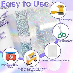 Cardstock holográfico metálico para cartão fazendo Scrapbooking, A4 grosso, brilhante, fluorescente, 30 pcs - Image 3