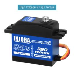 INJORA INJS035-360 35KG Impermeável 360 °   Carretel de guincho servo digital de rotação para modelo de barco de carro de esteira RC - Image 3