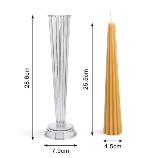 Moldes para Vela Cilíndrica Listrada com Pólo Longo - Suprimentos para Vela Perfumada Artesanal DIY, Moldes Plástico Acrílico, Presente para Casa, Tamanhos de 18 a 25,5 cm