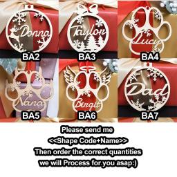 Personalizado-feito nome ornamento de natal personalizado corte a laser enfeites nome de madeira floco de neve natal pendurado presente tag árvore de natal - Image 2