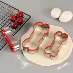 Aço inoxidável Dog Bone Embossing Cookies Cutters, Fondant Biscuit Mold de corte para decoração do bolo, Baking Acessórios, 3Pcs por conjunto - Image 4