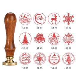 Selo De Cera De Natal Com Cabo De Madeira, Cabeça De Cobre, Envelope De Vedação, Presentes Wrap Decor, Convites Para Festa De Casamento, 2Pcs Set - Image 3