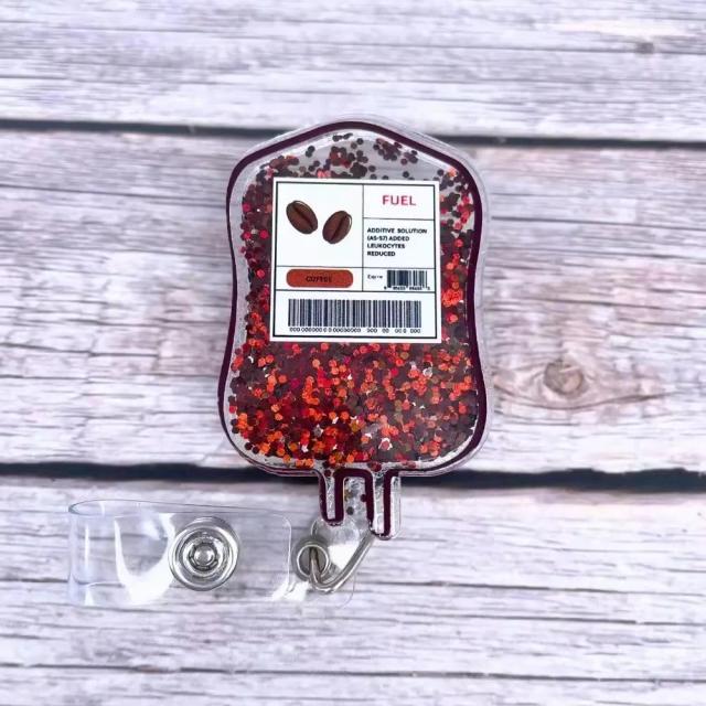 Clipe de Carretel de Crachá Tipo Sangue Acrílico Retrátil 65cm